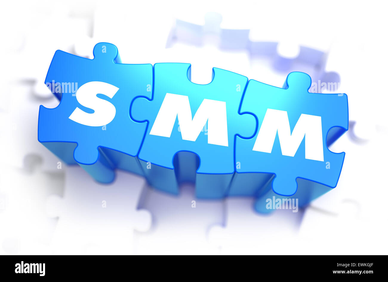 SMM - Testo su puzzle blu. Foto Stock