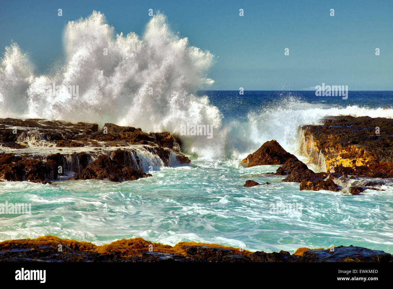 Onda di rottura. Hawaii, la Big Island. Foto Stock