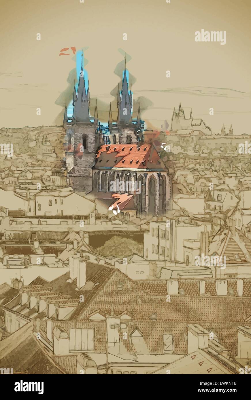 La città di Praga Illustrazione Vettoriale