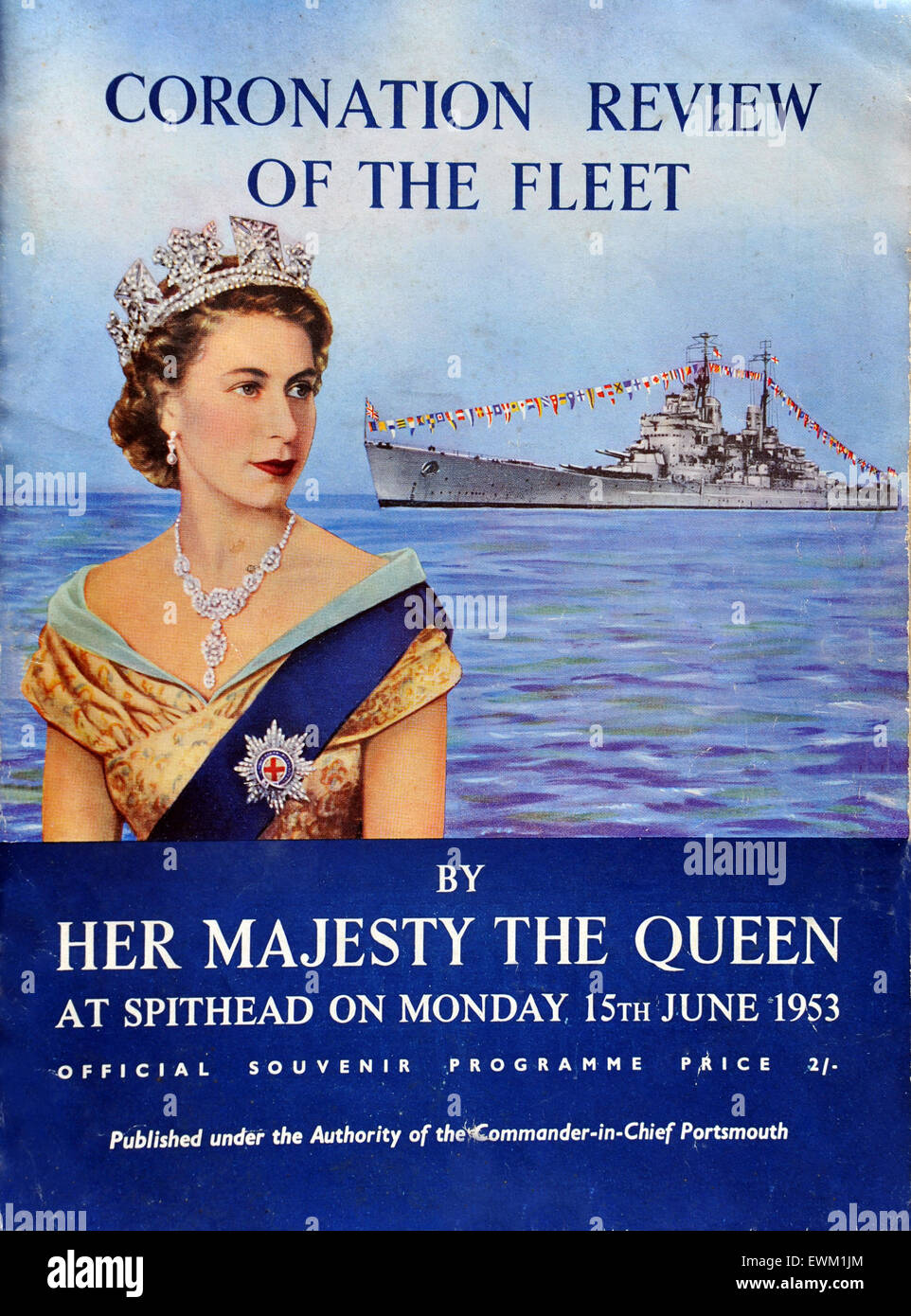 Incoronazione flotta navale programma di riesame a Spithead vicino a Portsmouth per la Regina Elisabetta II a partire dal 1953. La Gran Bretagna. Foto Stock