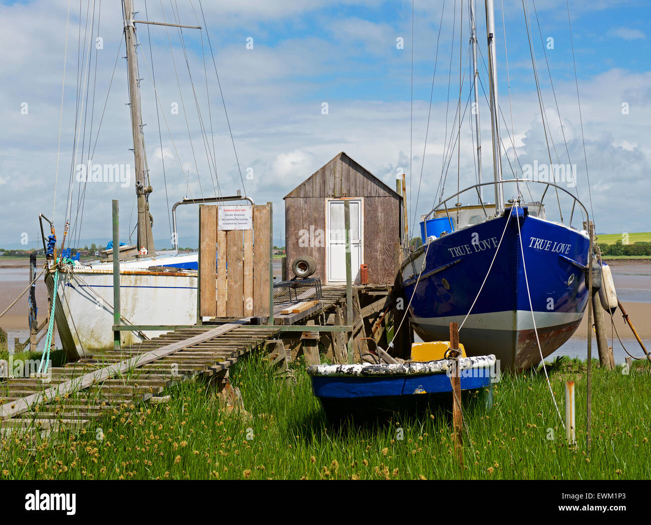 Skippool Creek, sul fiume Wyre, Thornton Cleveleys Lancashire, in Inghilterra, Regno Unito Foto Stock