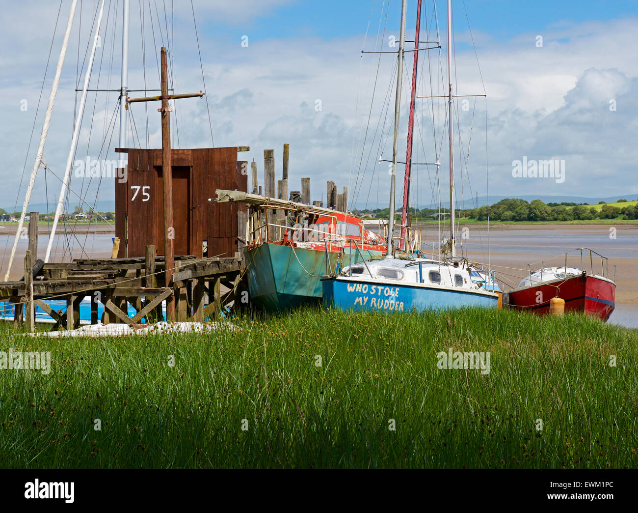 Skippool Creek, sul fiume Wyre, Thornton Cleveleys Lancashire, in Inghilterra, Regno Unito Foto Stock