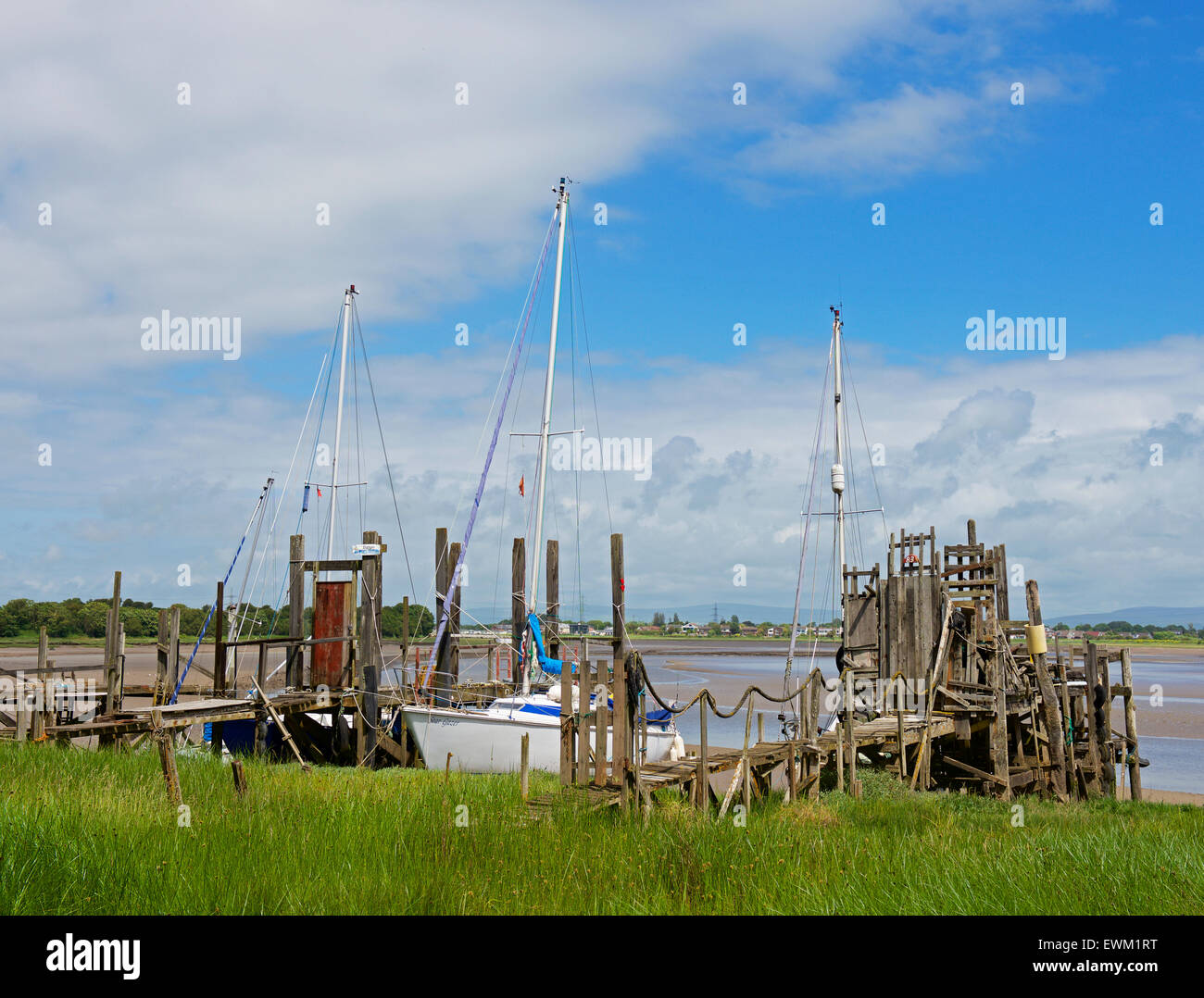 Skippool Creek, sul fiume Wyre, Thornton Cleveleys Lancashire, in Inghilterra, Regno Unito Foto Stock