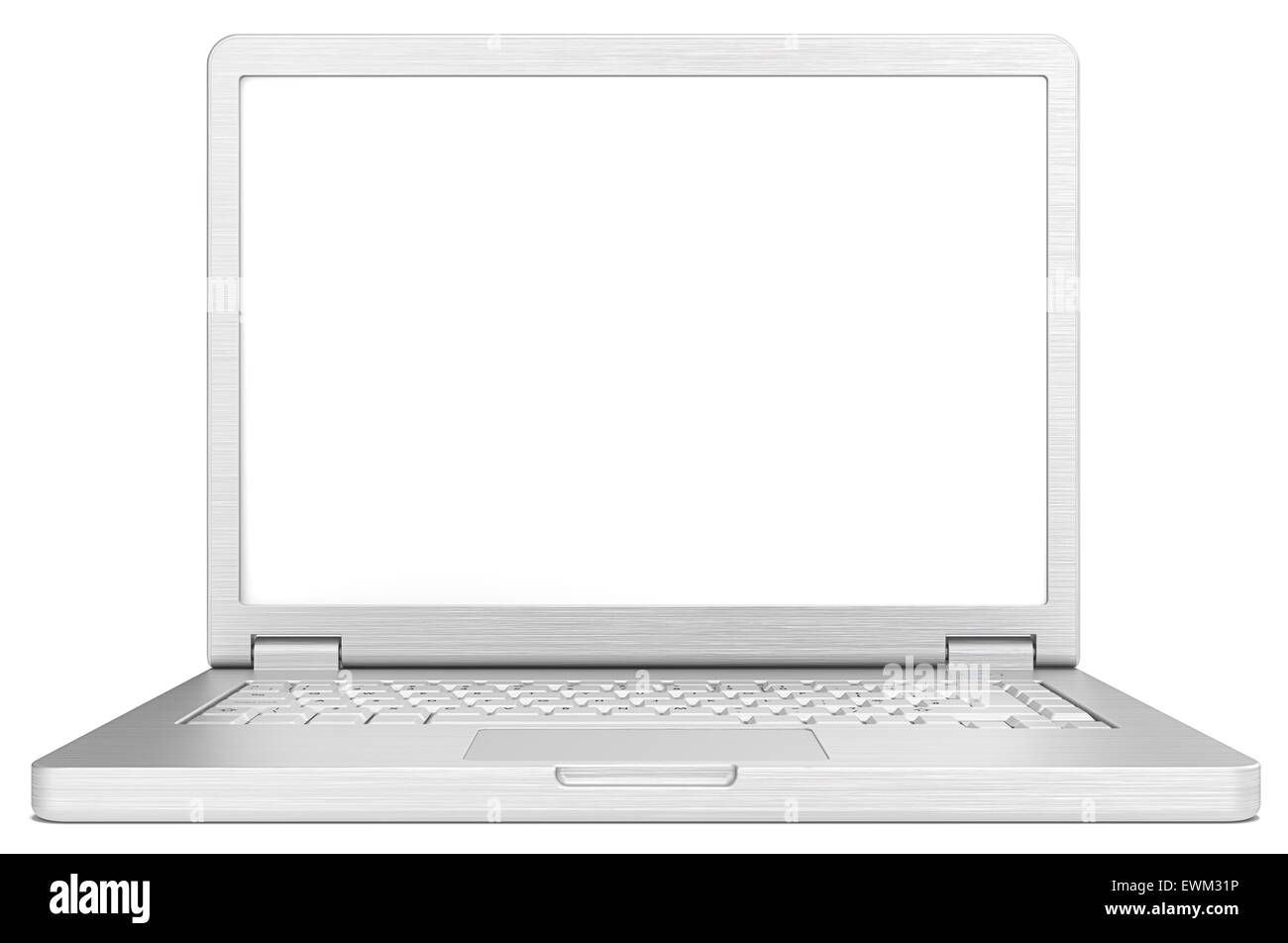 Computer portatile di acciaio spazzolato. N. di marca. Lo schermo è vuoto per copiare lo spazio. Foto Stock