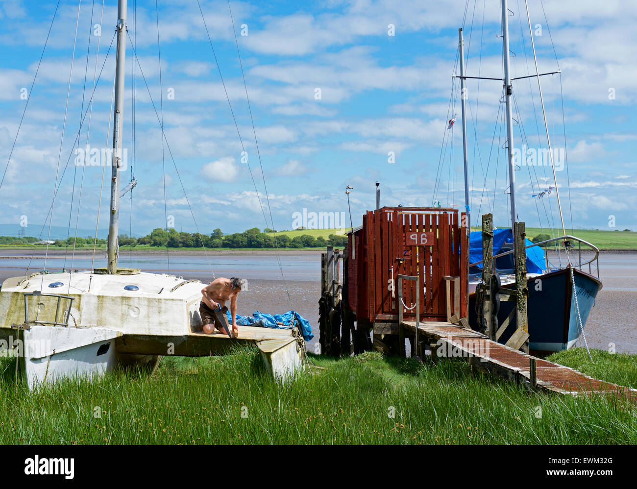 Skippool Creek, sul fiume Wyre, Thornton Cleveleys Lancashire, in Inghilterra, Regno Unito Foto Stock