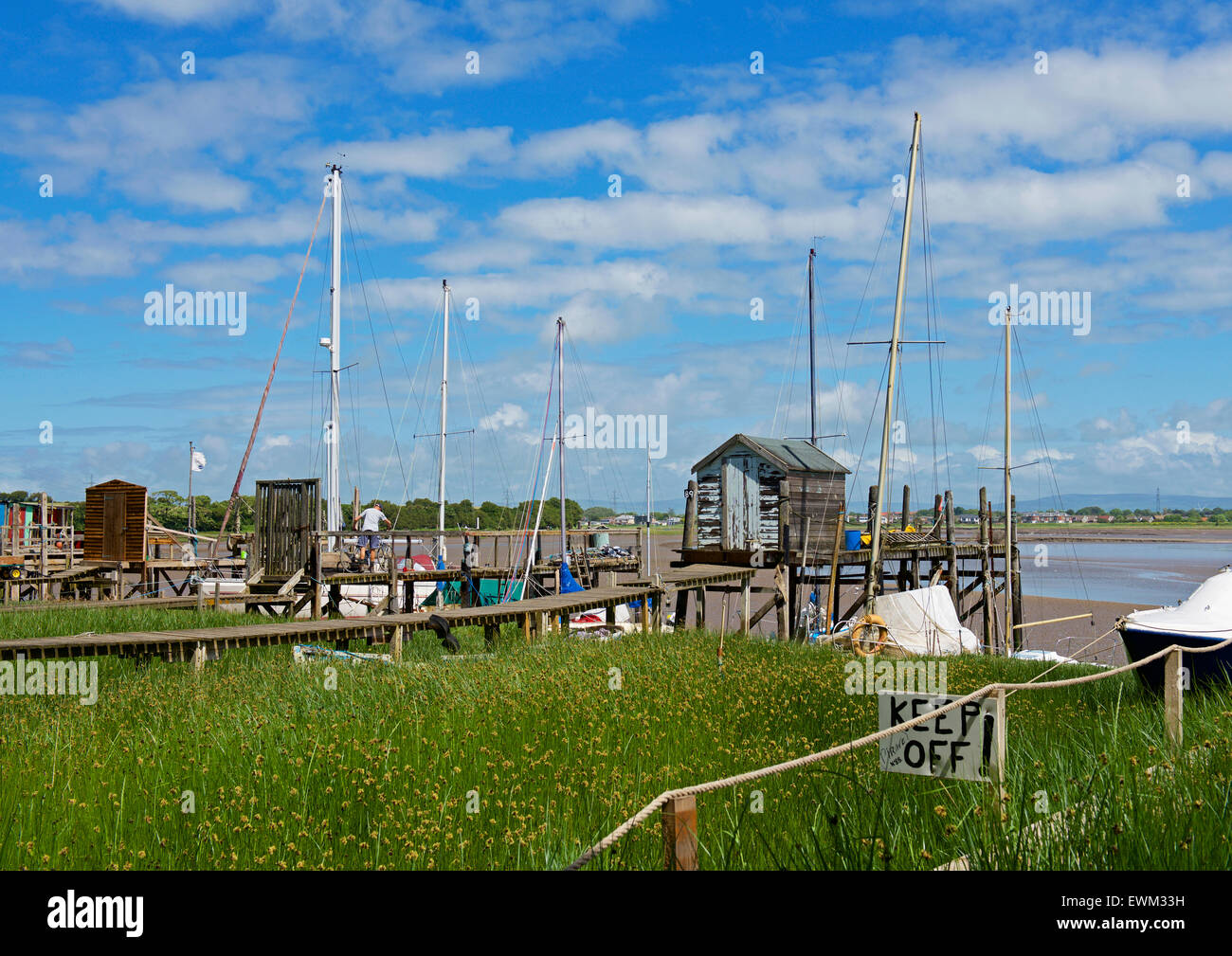 Skippool Creek, sul fiume Wyre, Thornton Cleveleys Lancashire, in Inghilterra, Regno Unito Foto Stock