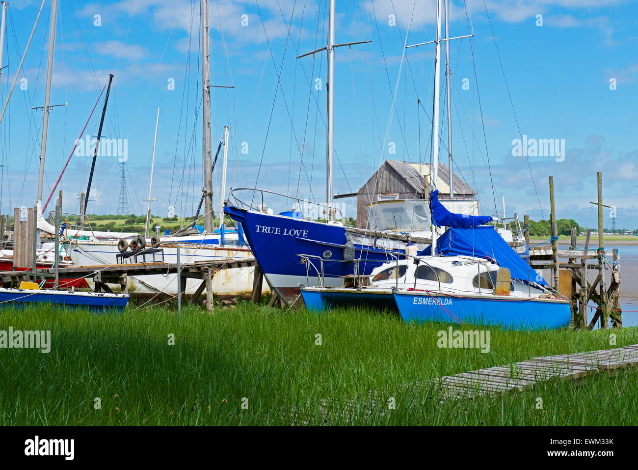 Skippool Creek, sul fiume Wyre, Thornton Cleveleys Lancashire, in Inghilterra, Regno Unito Foto Stock