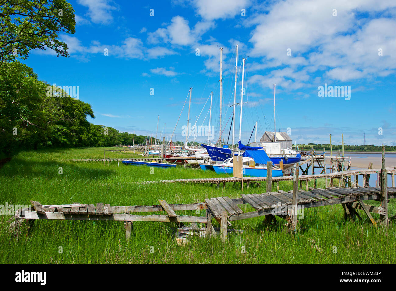 Skippool Creek, sul fiume Wyre, Thornton Cleveleys Lancashire, in Inghilterra, Regno Unito Foto Stock
