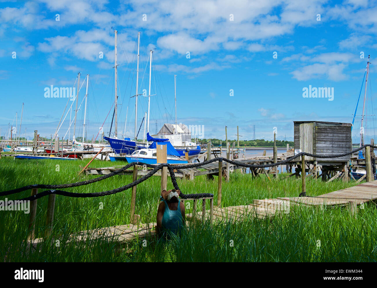 Skippool Creek, sul fiume Wyre, Thornton Cleveleys Lancashire, in Inghilterra, Regno Unito Foto Stock