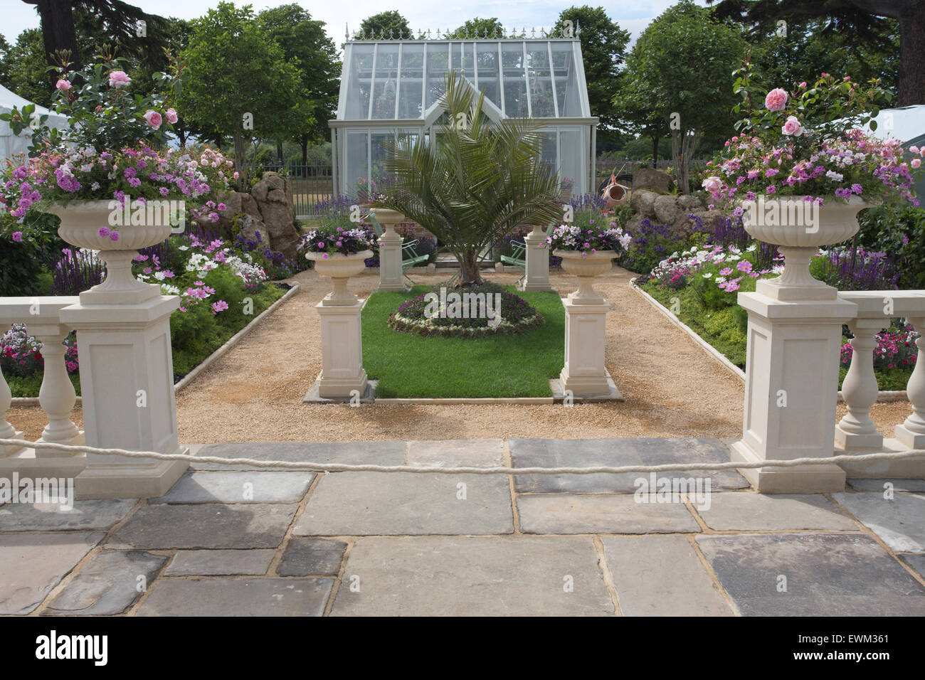 RHS Hampton Court Flower Show 2015, una crescente ossessione visualizza giardino, Hampton Court, Surrey, England, Regno Unito Foto Stock