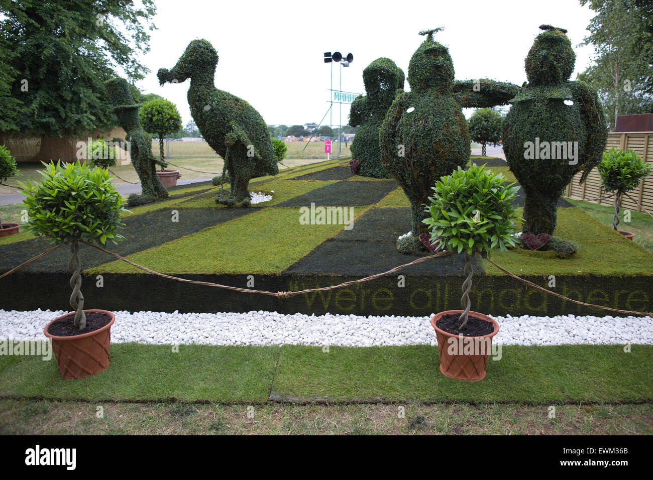 RHS Hampton Court Flower Show 2015, agrumi " siamo tutti matti qui! Garden Hotel a Hampton Court, Surrey, England, Regno Unito Foto Stock