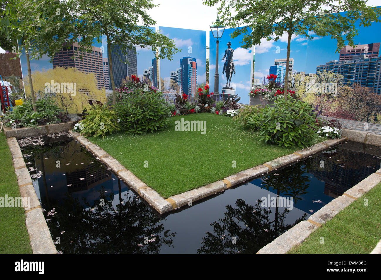 RHS Hampton Court Flower Show 2015, grandi giardini del Stati Uniti:Il Giardino del Massachusetts, Hampton Court, Surrey, England, Regno Unito Foto Stock