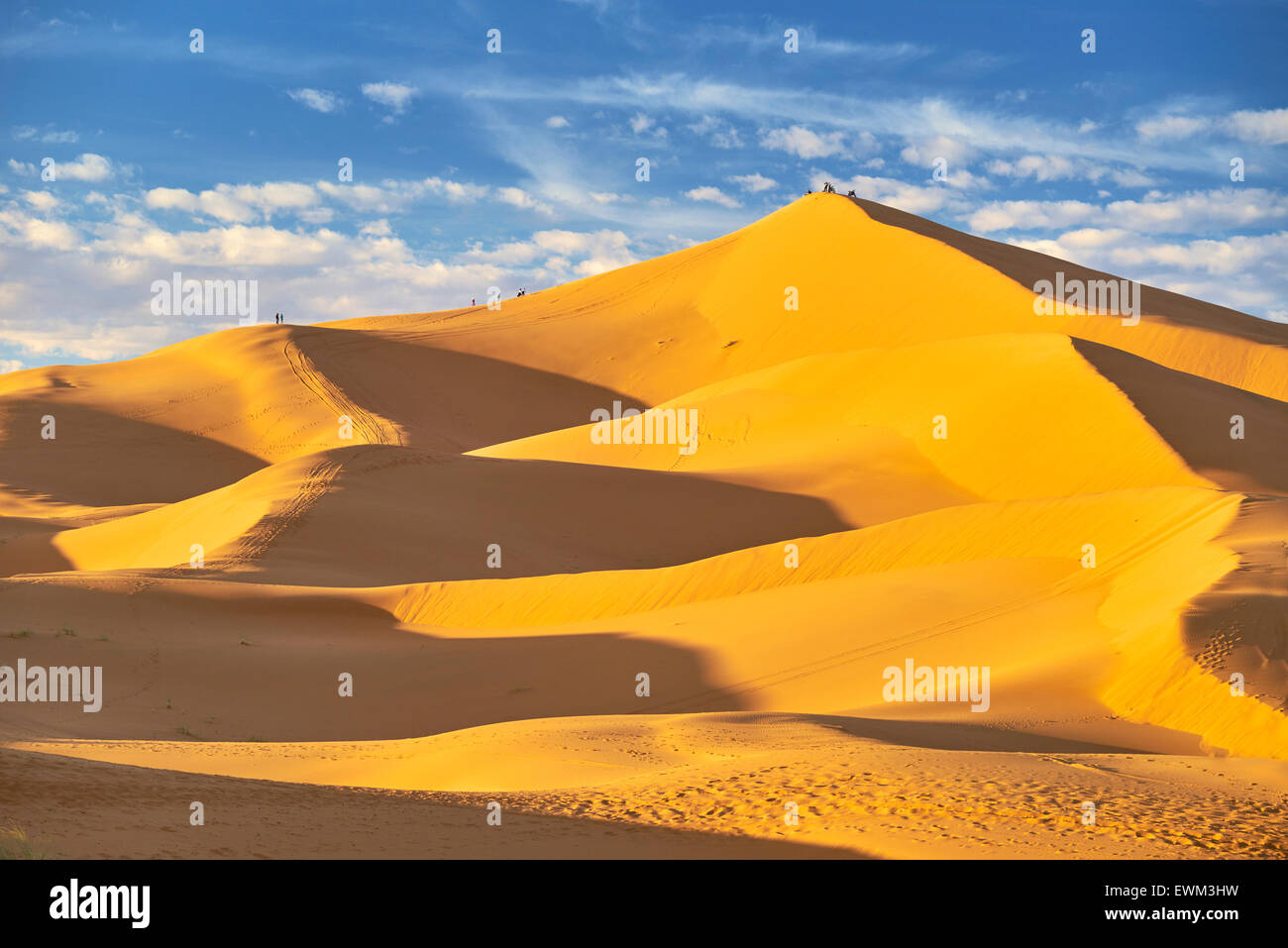 Erg Chebbi deserto vicino a Merzouga, Sahara, Marocco Foto Stock