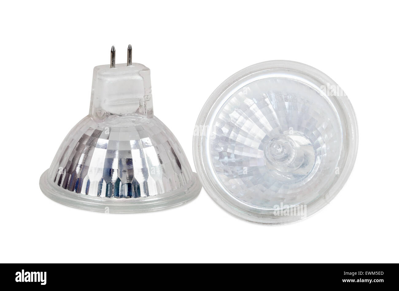 Lampade alogene isolato su sfondo bianco con tracciato di ritaglio Foto Stock