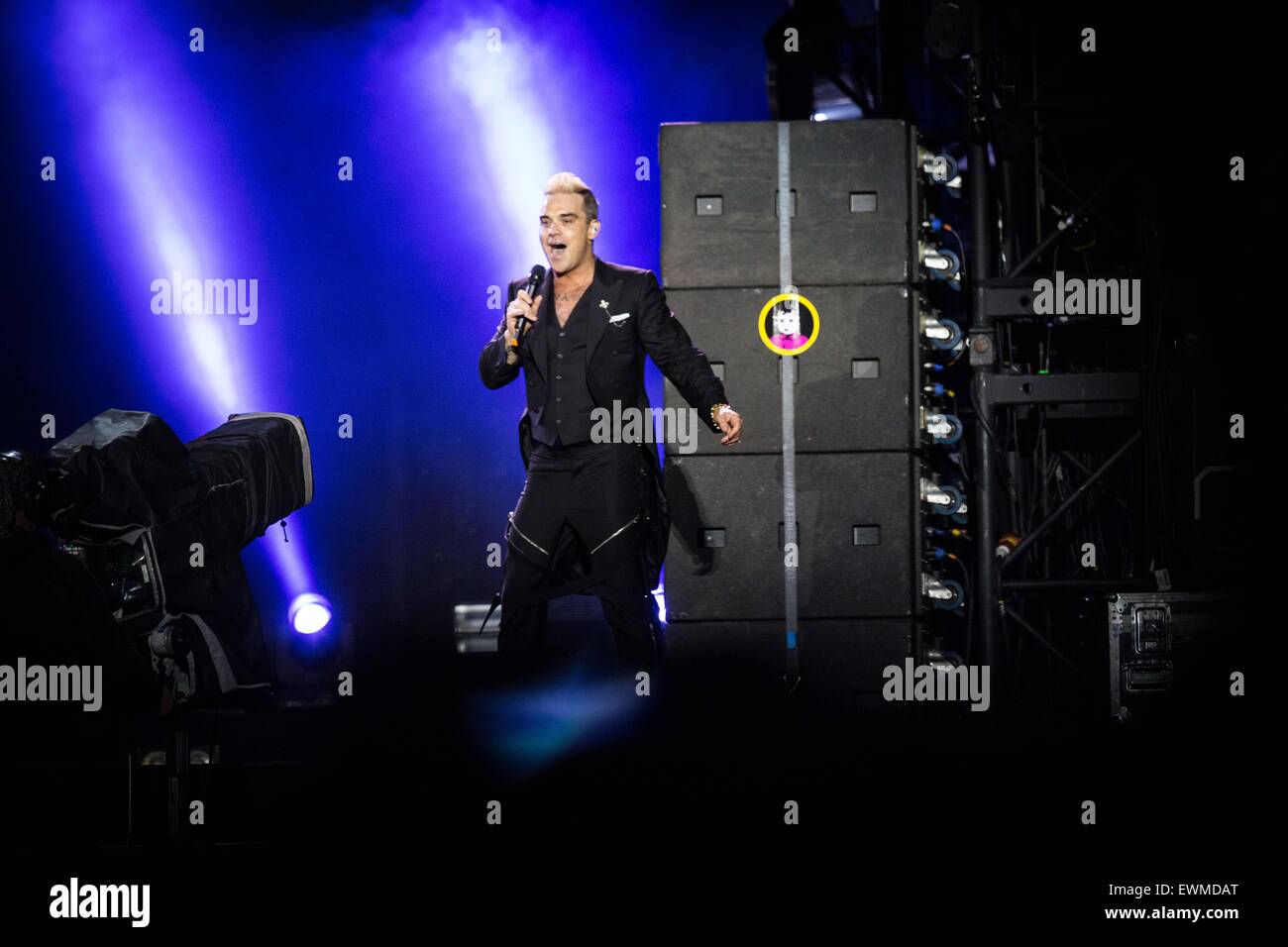 Robbie Williams esegue live at Pinkpop Festival 2015 in Paesi Bassi © Roberto Finizio Foto Stock