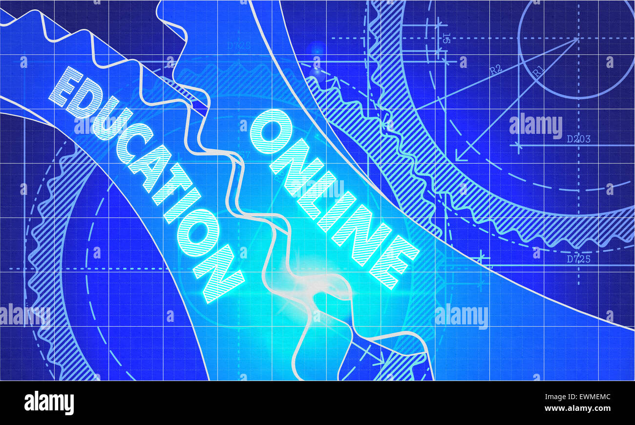 Educazione on line sulle ruote dentate. Modello di stile. Foto Stock