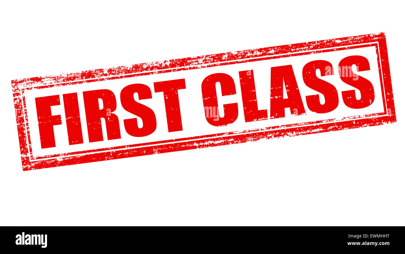 Timbro con testo di prima classe all'interno, illustrazione Foto Stock