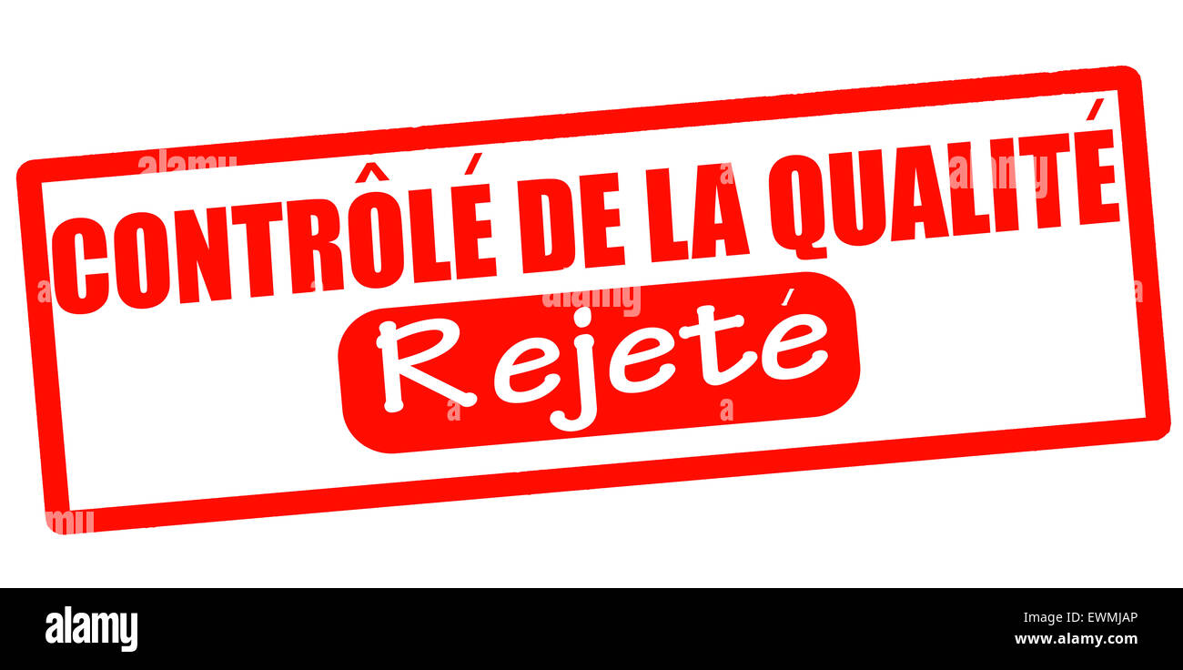 Timbro con testo controllo di qualità in lingua francese all'interno, illustrazione Foto Stock