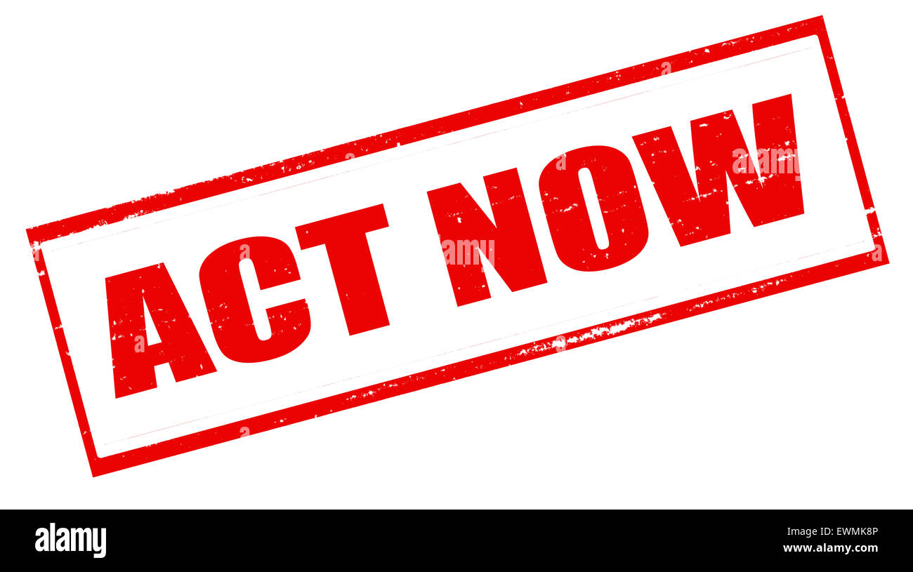 Timbro con testo agire ora all'interno, illustrazione Foto Stock