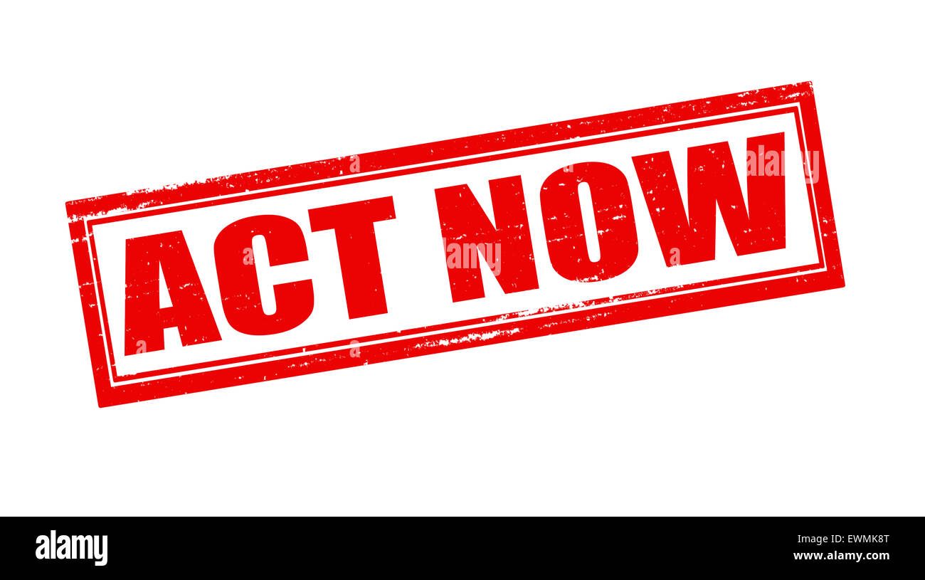 Timbro con testo agire ora all'interno, illustrazione Foto Stock