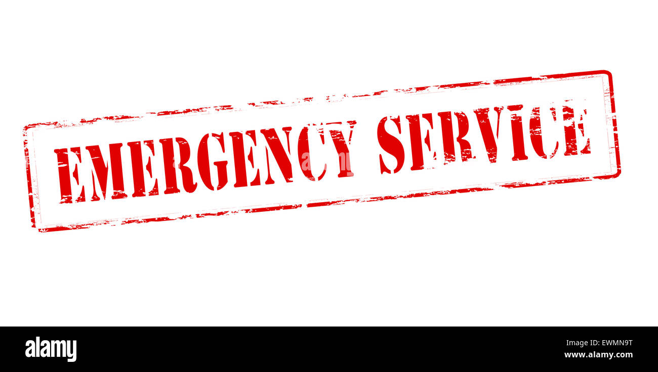 Timbro di gomma con il testo servizio di emergenza interno, illustrazione Foto Stock