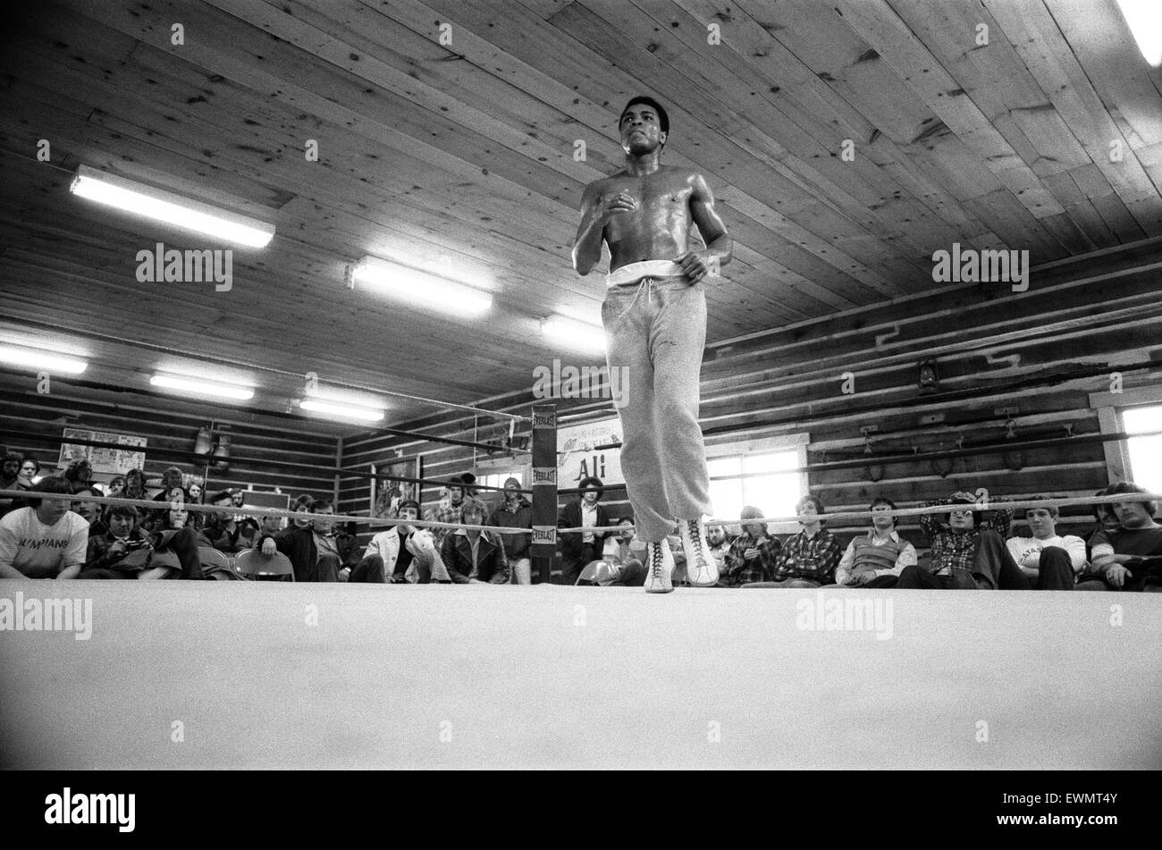Muhammad Ali di formazione presso il suo camp di Deer Lake Pennsylvania 22 Gennaio 1974 Foto Stock