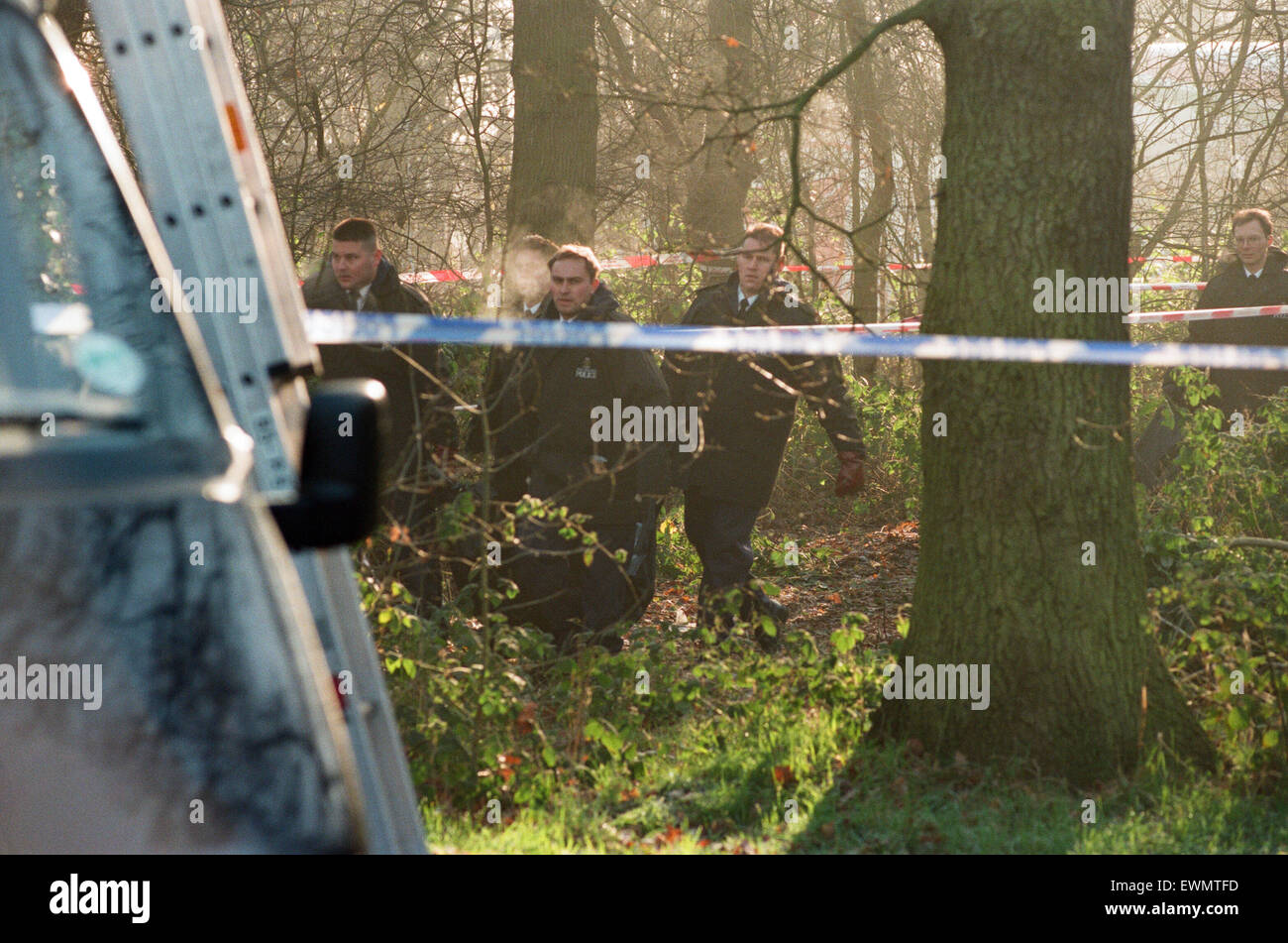 Il relitto vicino a Coventry Airport dopo il Boeing 737 crash, che ha ucciso cinque persone. Il 22 dicembre 1994. Foto Stock