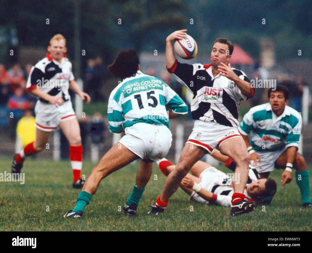 Giocatore di Rugby David Manley, circa 1997. Foto Stock