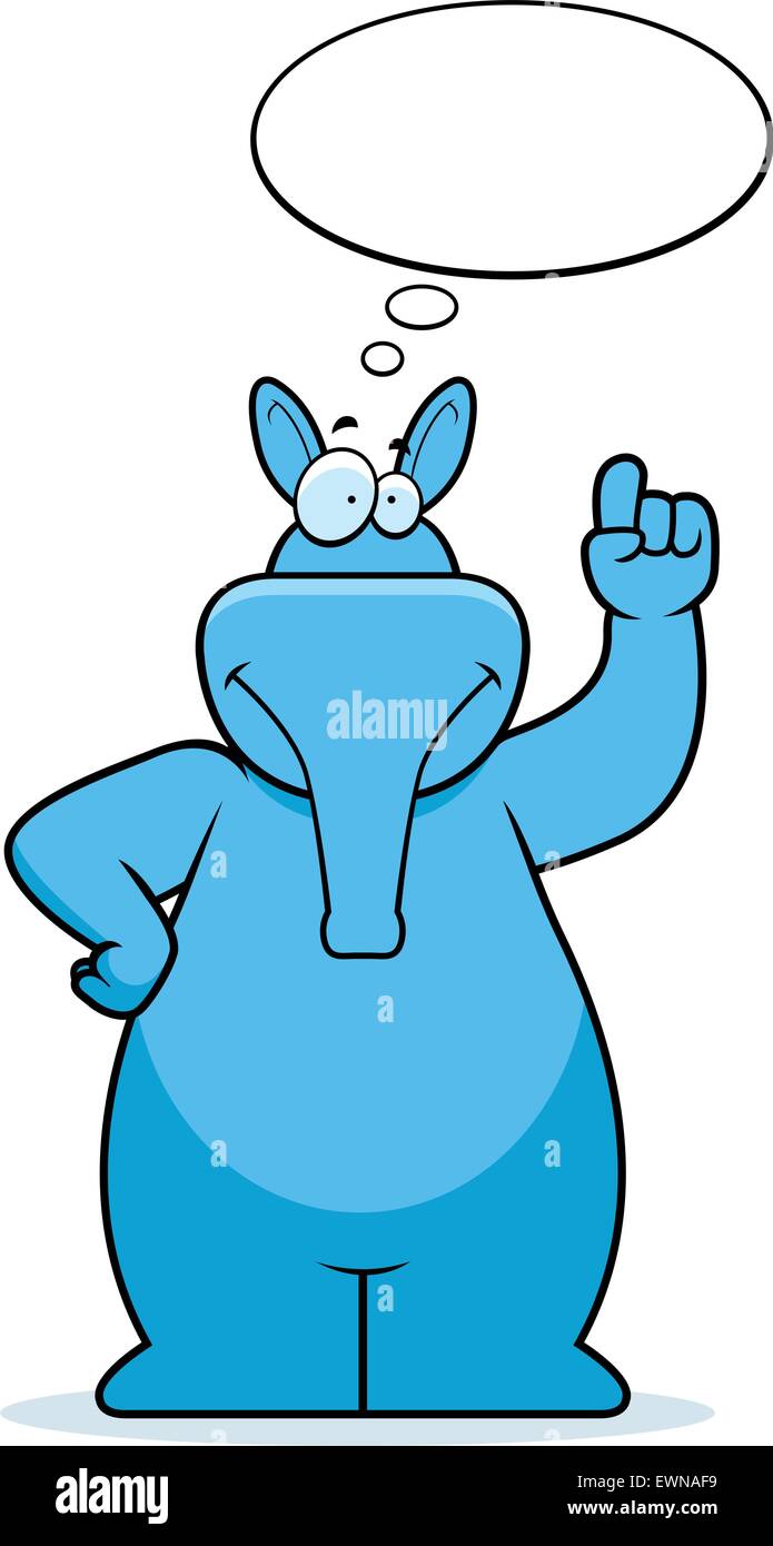 Un felice cartoon aardvark pensare e sorridente. Illustrazione Vettoriale