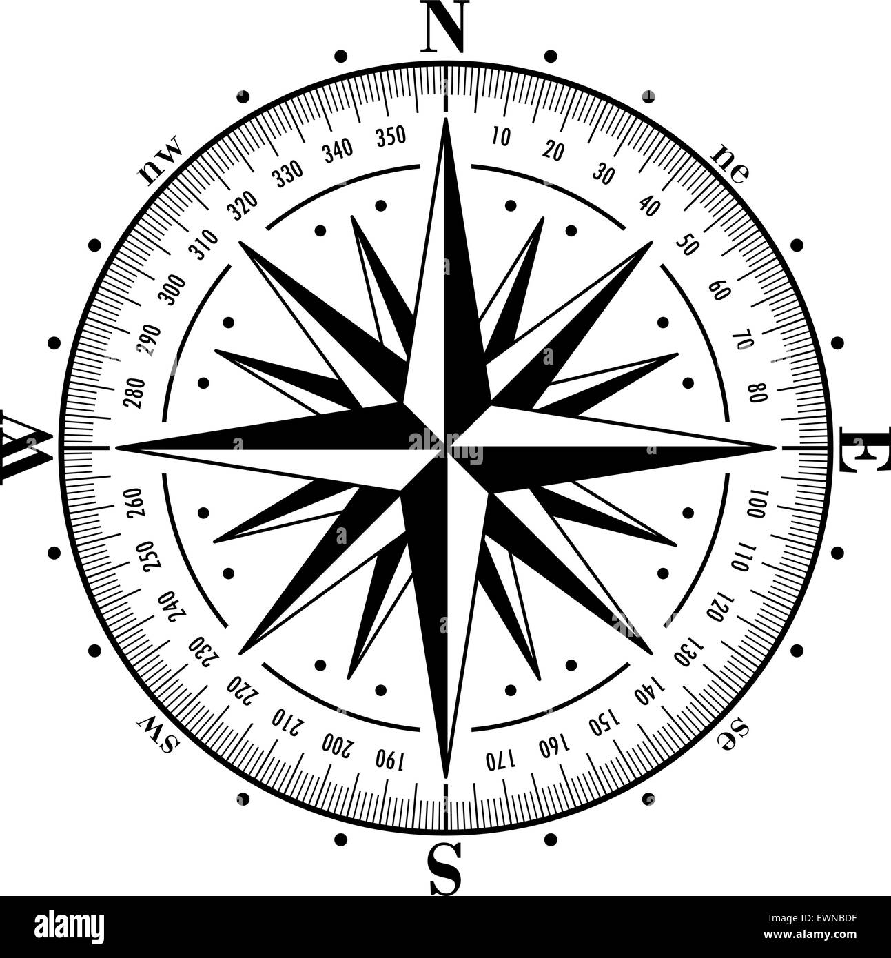 Rosa dei venti isolati su bianco. Illustrazione Vettoriale Immagine e  Vettoriale - Alamy