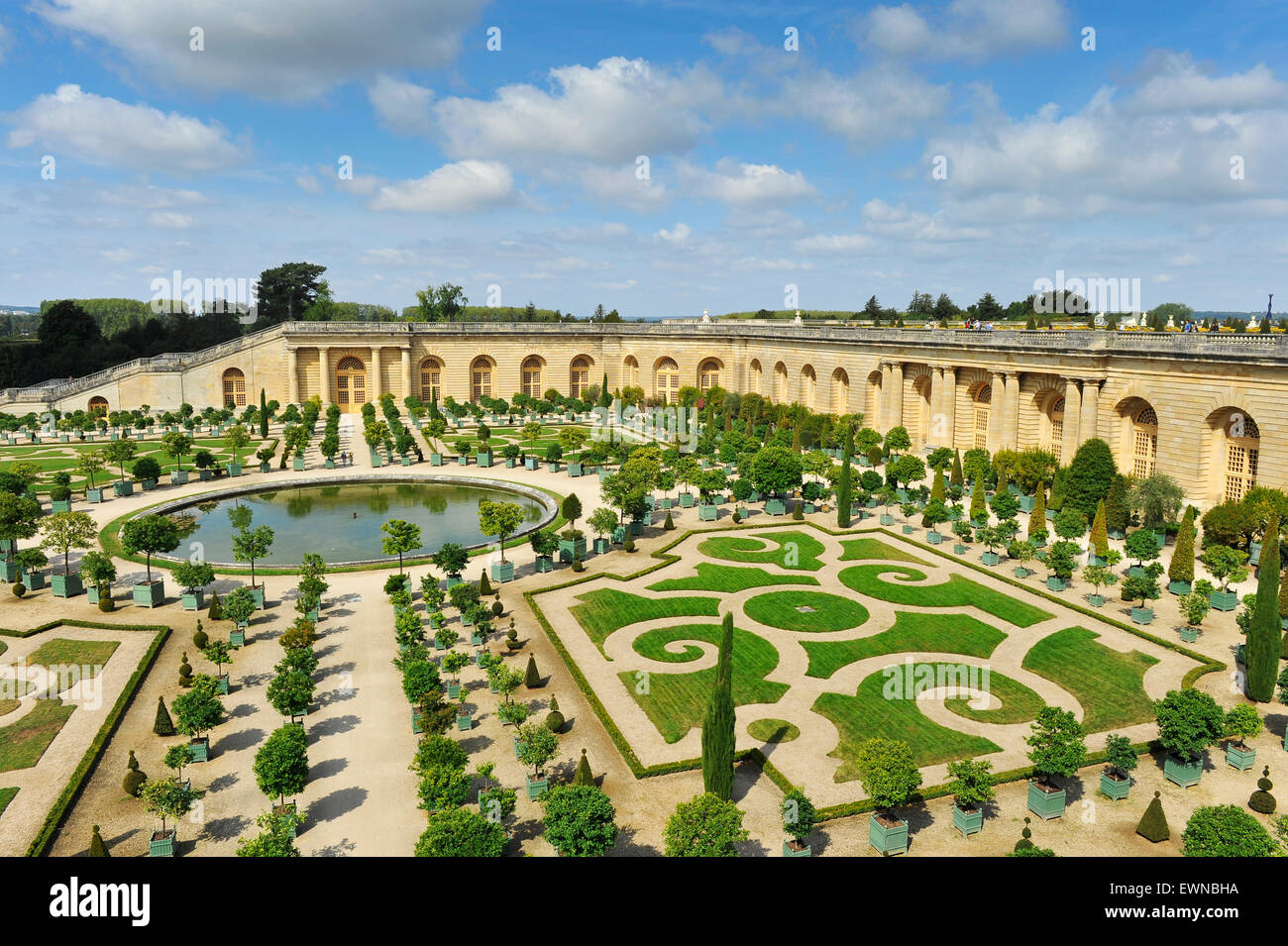 Chateau Versailles giardino e parco aranciera Ile de France Francia Europa Foto Stock