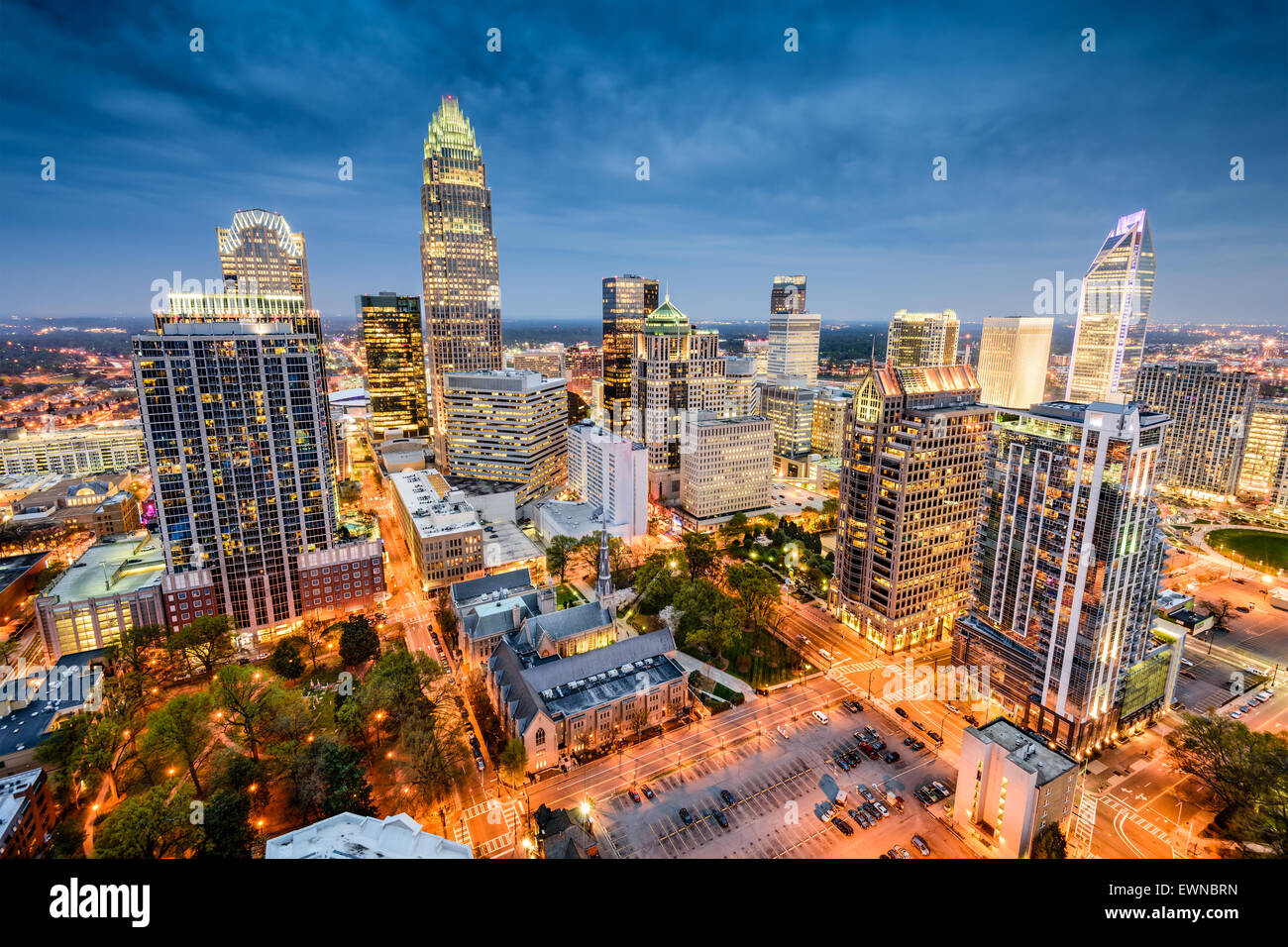 Charlotte, North Carolina, Stati Uniti d'America uptown cityscape. Foto Stock