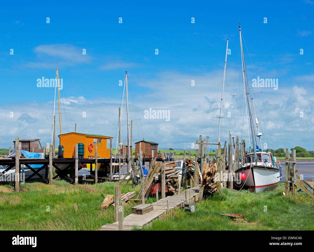 Skippool Creek, sul fiume Wyre, Thornton Cleveleys Lancashire, in Inghilterra, Regno Unito Foto Stock