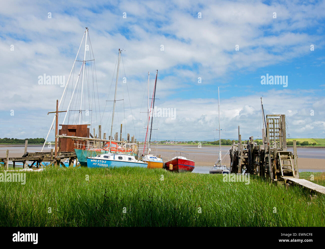 Skippool Creek, sul fiume Wyre, Thornton Cleveleys Lancashire, in Inghilterra, Regno Unito Foto Stock