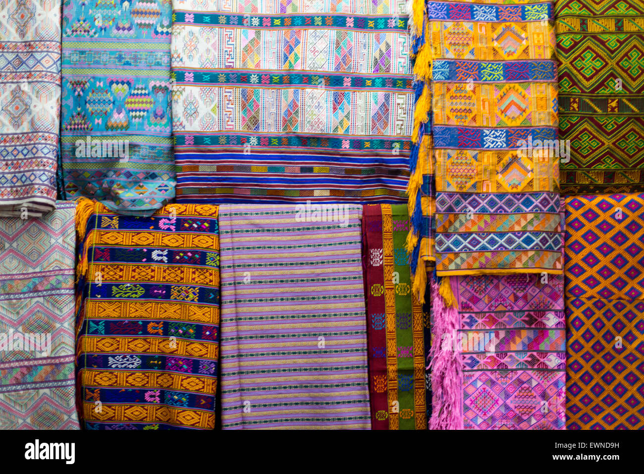 Intrecciato tessili, Bumthang, Bhutan Foto Stock