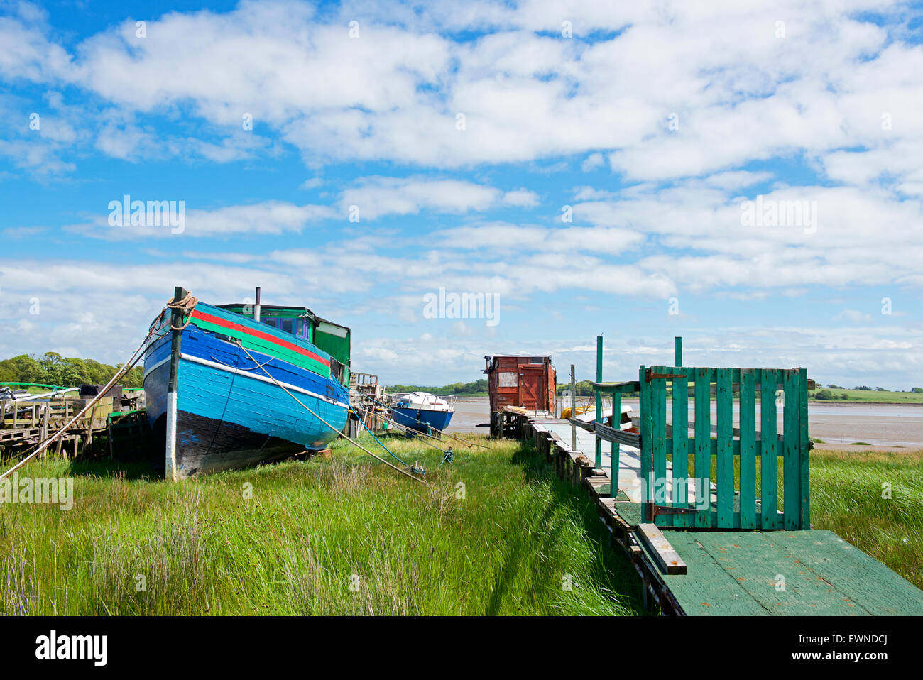 Skippool Creek, sul fiume Wyre, Thornton Cleveleys Lancashire, in Inghilterra, Regno Unito Foto Stock