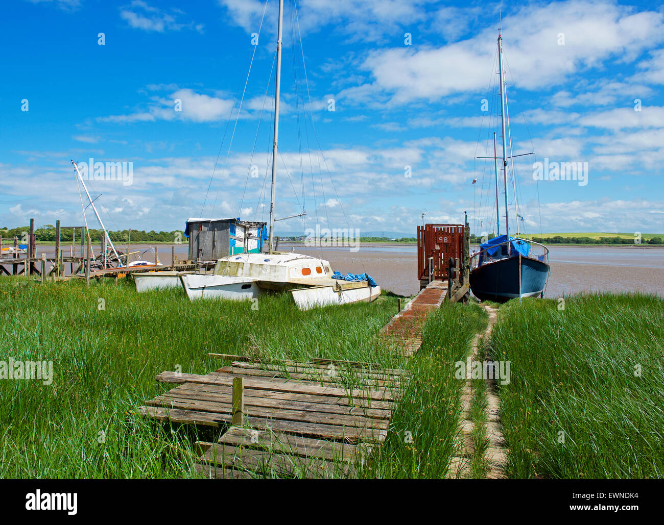 Skippool Creek, sul fiume Wyre, Thornton Cleveleys Lancashire, in Inghilterra, Regno Unito Foto Stock