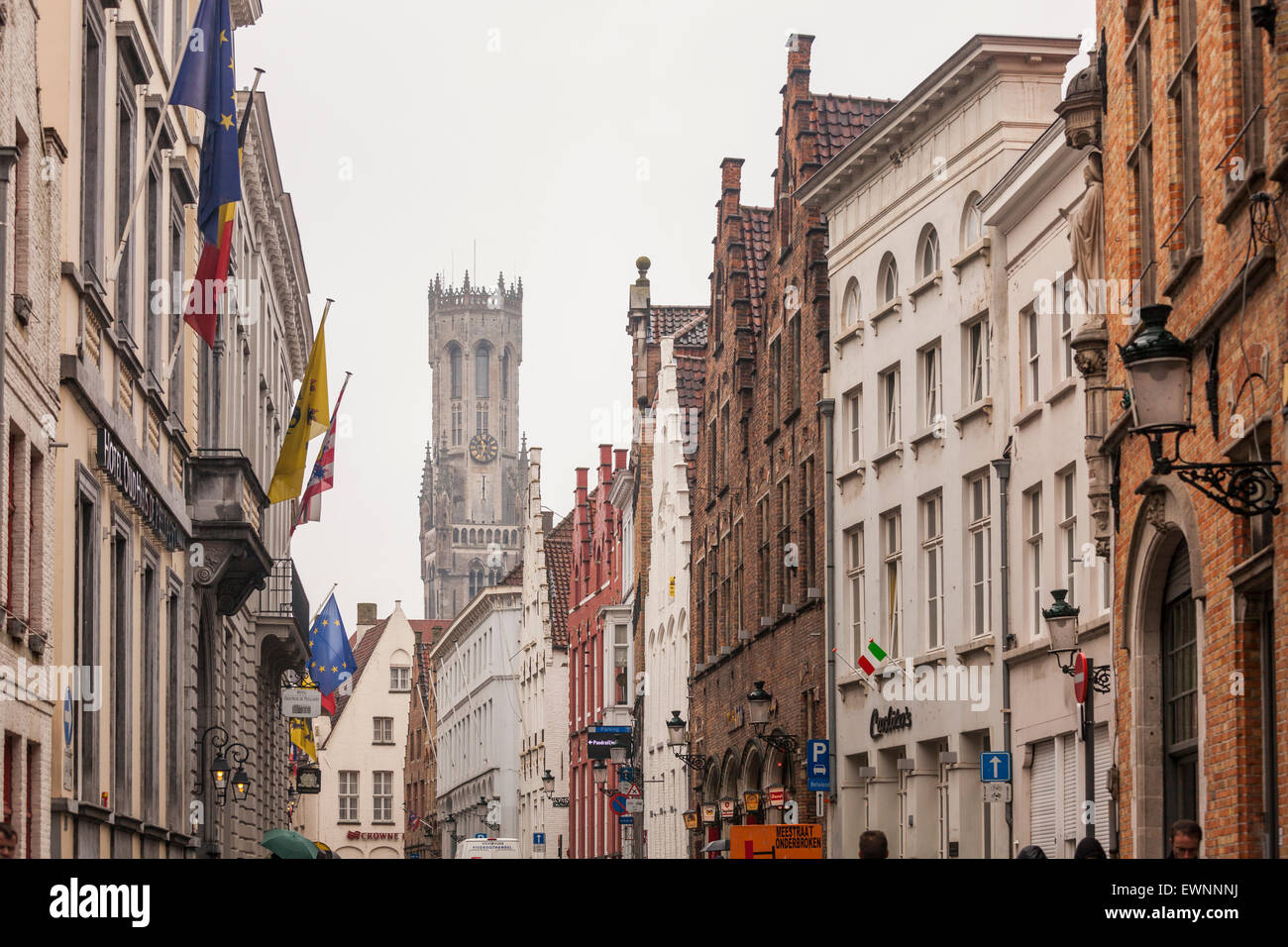 Le case e gli edifici, il centro storico di Bruges, Belgio Foto Stock