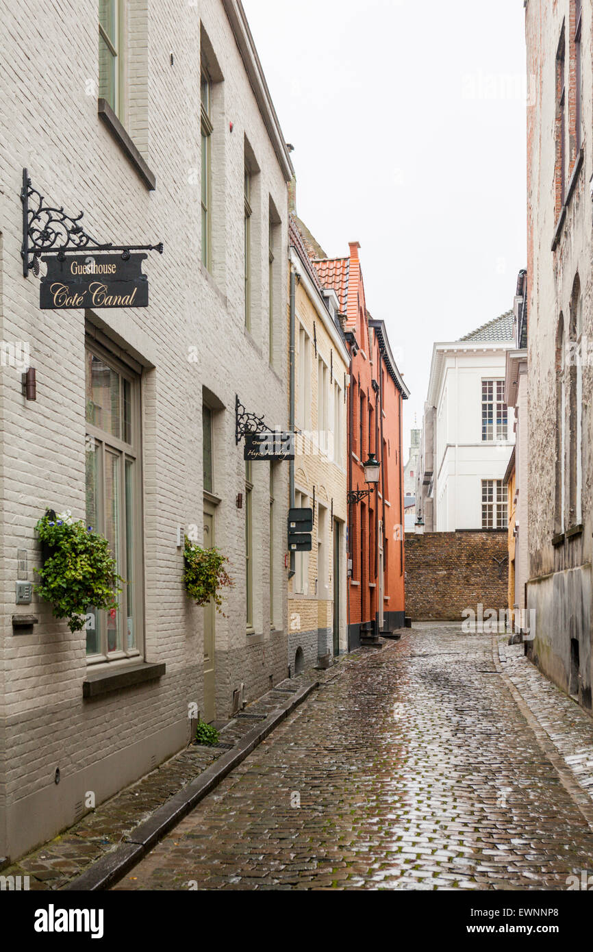 Le case e gli edifici, il centro storico di Bruges, Belgio Foto Stock