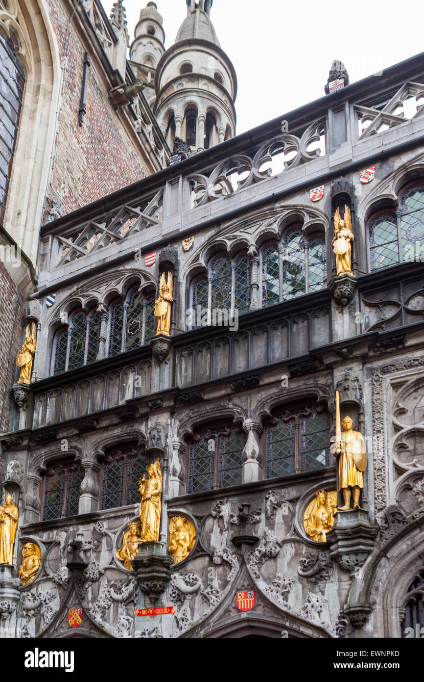 Statue dorate, il centro storico di Bruges, Belgio Foto Stock