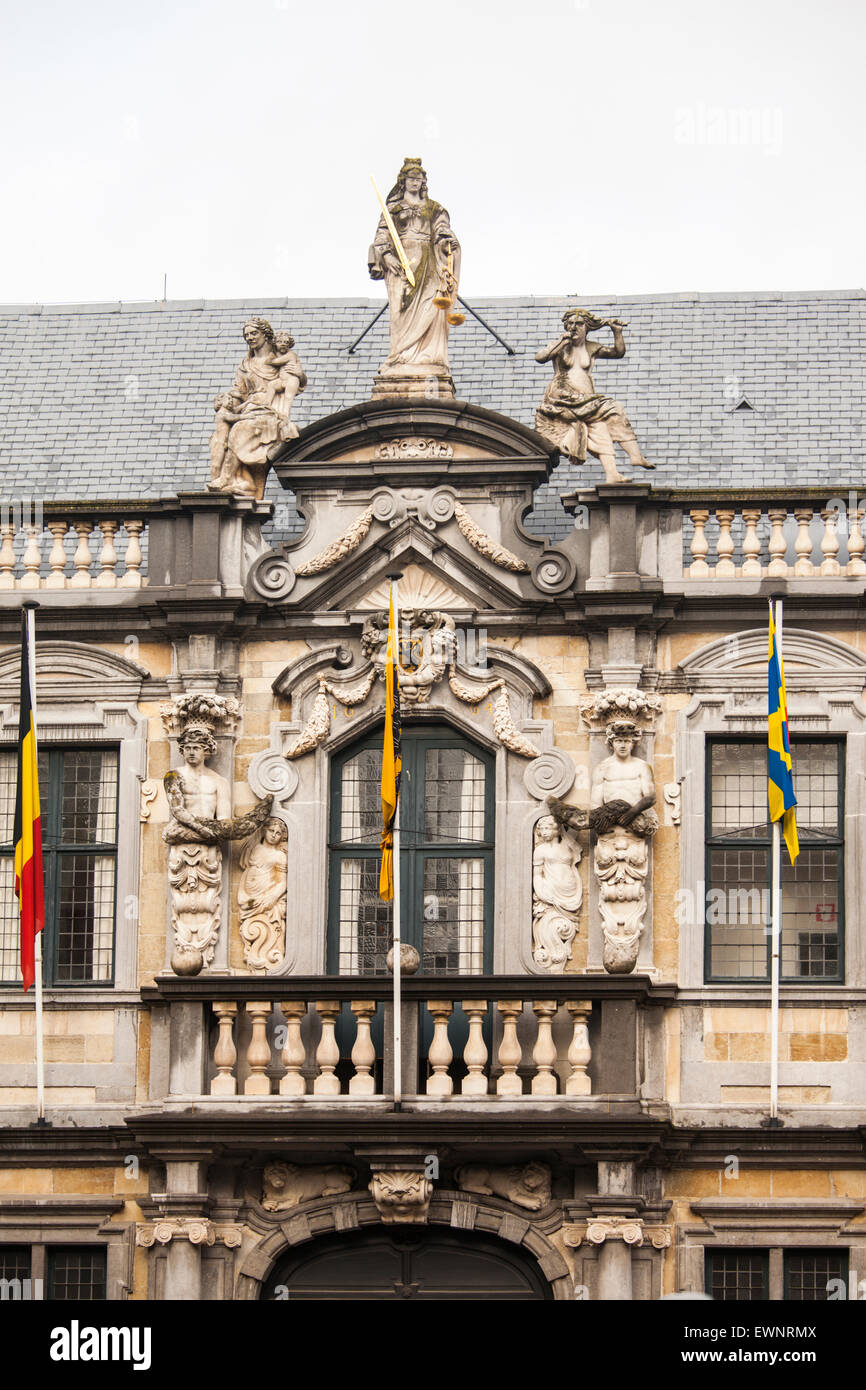 Town Hall, il centro storico di Bruges, Belgio Foto Stock