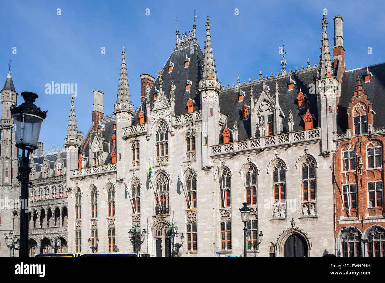 Town Hall, il centro storico di Bruges, Belgio Foto Stock