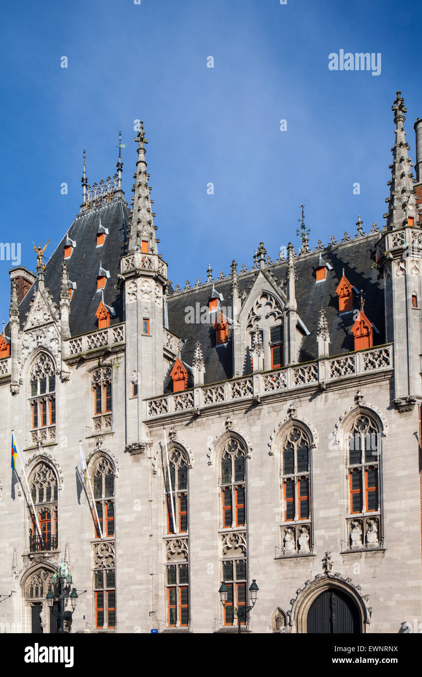Town Hall, il centro storico di Bruges, Belgio Foto Stock