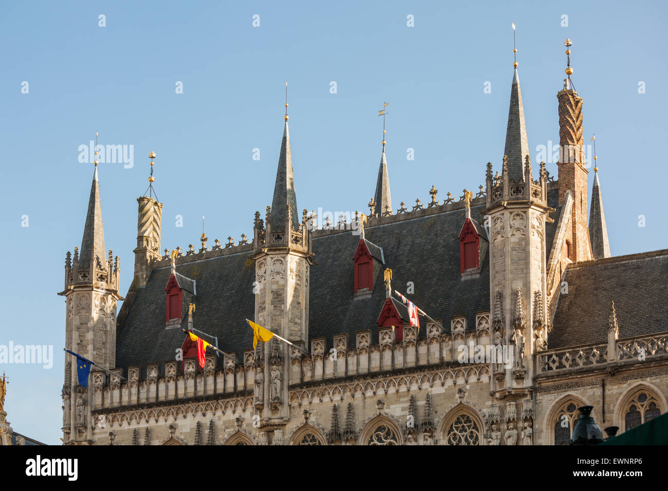 Town Hall, il centro storico di Bruges, Belgio Foto Stock