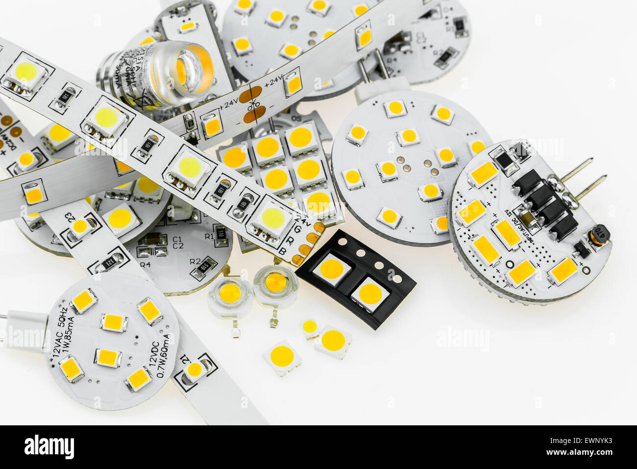 Diversi G4 lampadine a LED con elettronica diversa e strisce LED e vari chip SMD Foto Stock