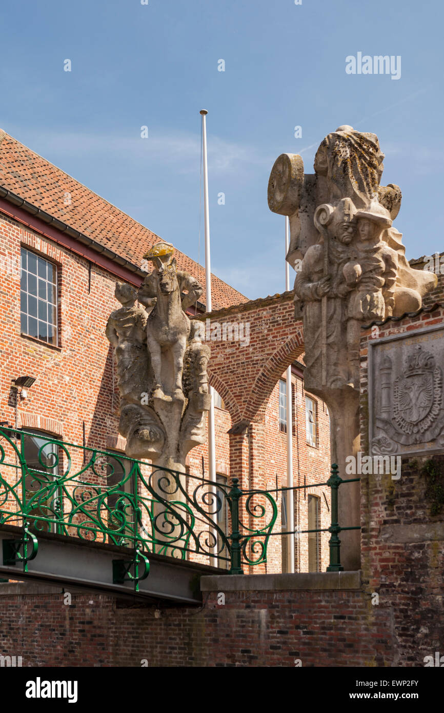Statue, il centro storico di Gand, Belgio Foto Stock