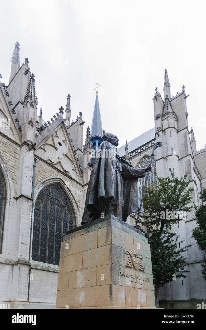 San Michele e Santa Gudula Cathedral, Bruxelles, Belgio Foto Stock