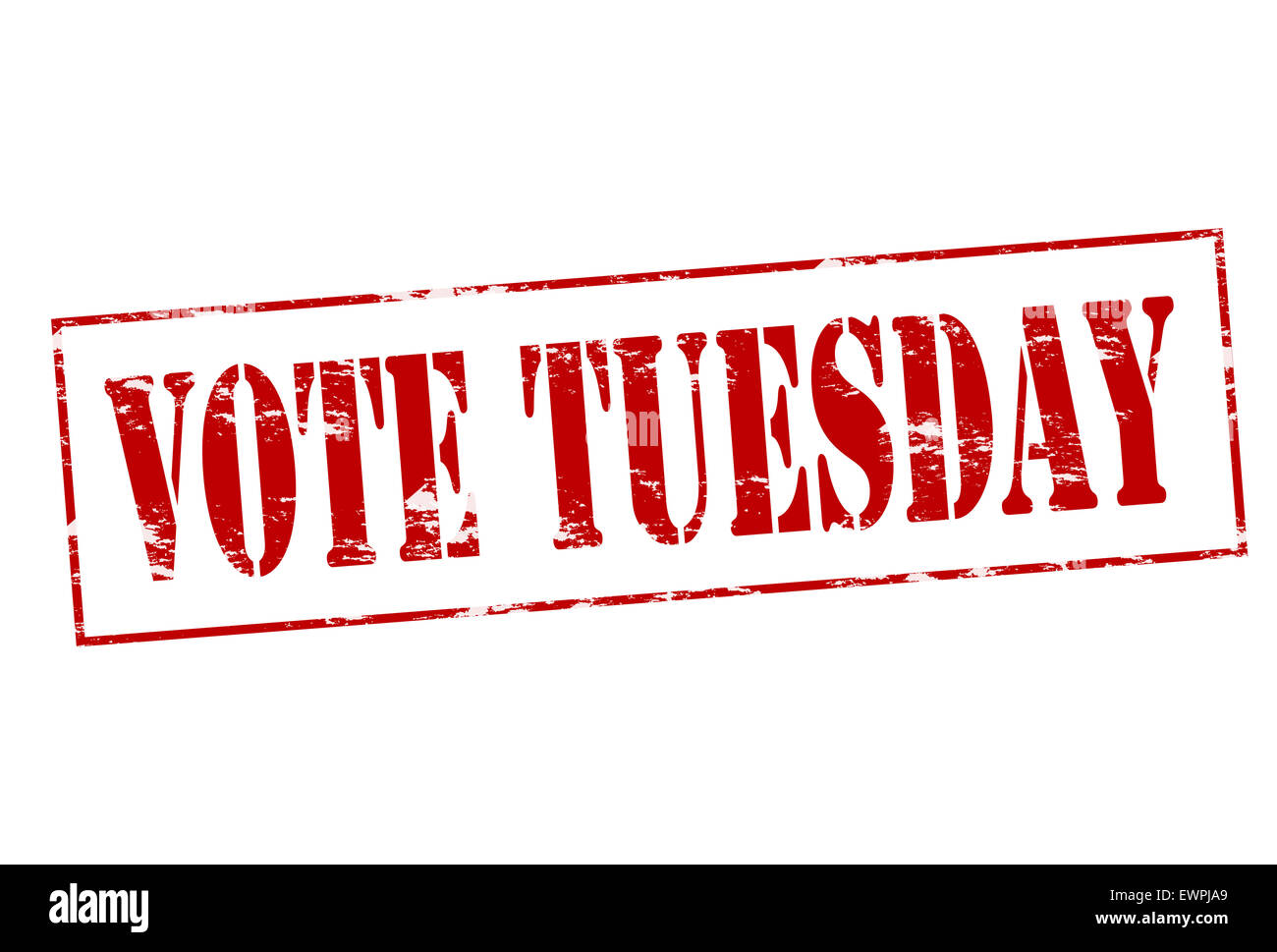 Timbro di gomma con il testo voto Martedì all'interno, illustrazione Foto Stock