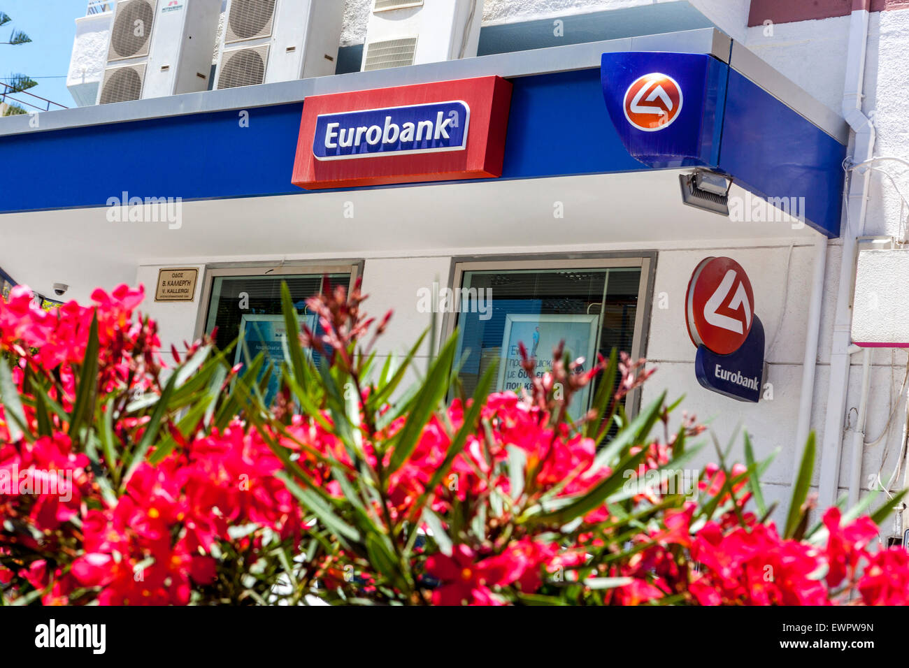 Eurobank, segno, Creta, Grecia Foto Stock