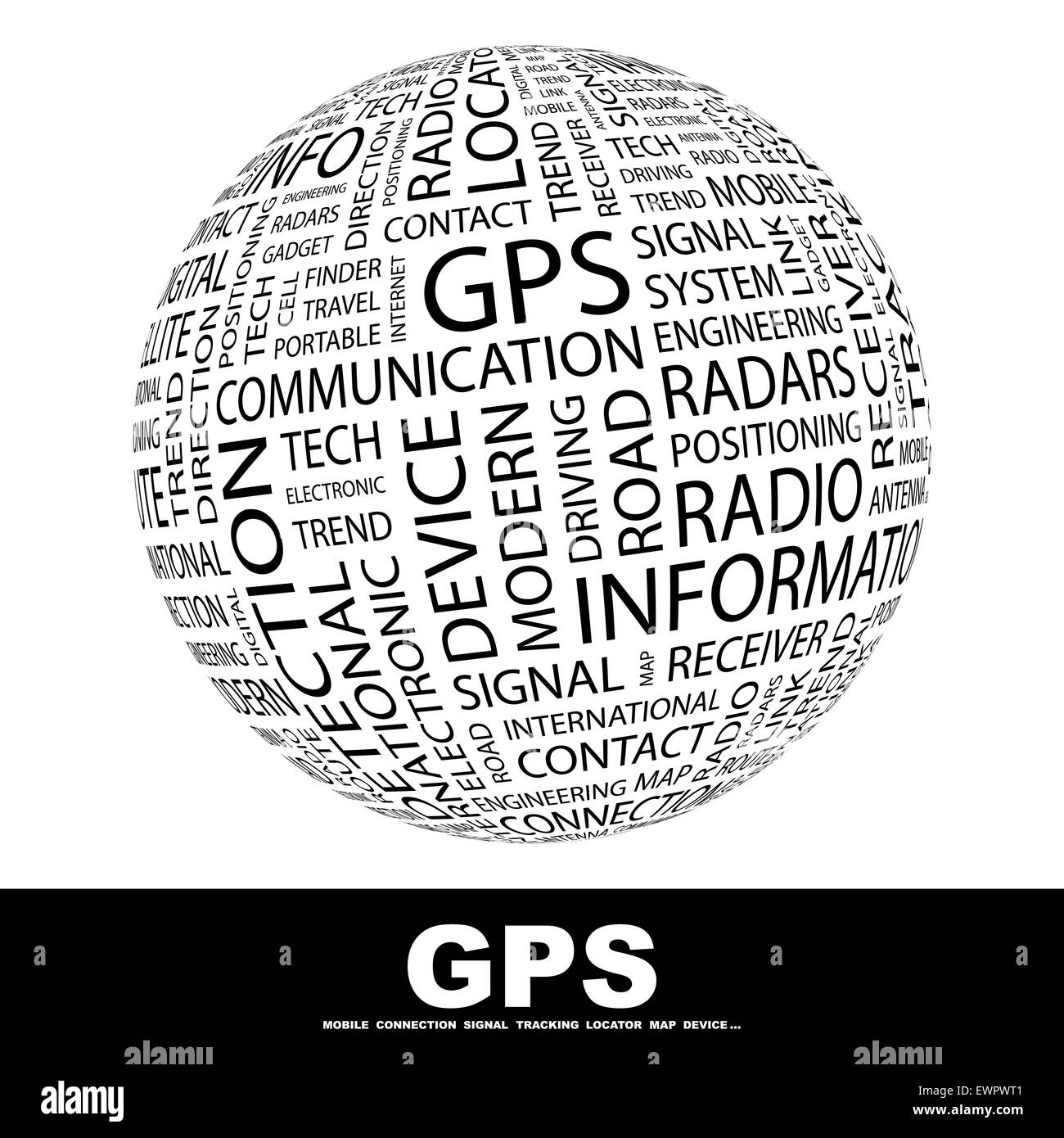 GPS. Concetto illustrazione. Graphic raccolta tag. Wordcloud collage. Illustrazione Vettoriale